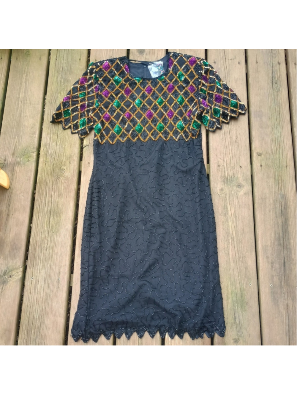 NWT Mark & John By Gopal 100% Silk Beaded Evening Sequin Cocktail Dress Size M